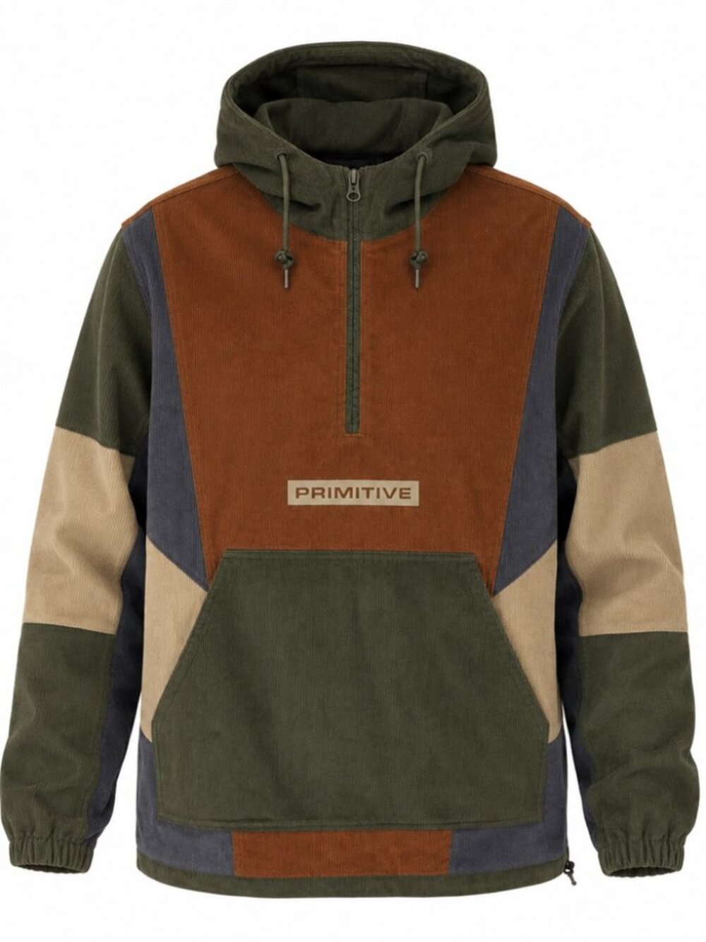 Primitive Skateboards Corduroy Colorblock Quarter Zip Hoodie Mens